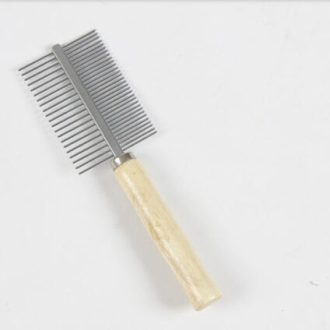 Double Side Steel Comb with Wooden Handle for Pets