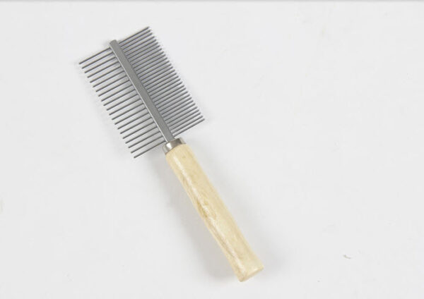 Double Side Steel Comb with Wooden Handle for Pets