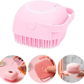 A soft, silicone massage bath brush designed for cats and dogs — helps gently remove loose fur, stimulate skin circulation, and make bath time soothing and effective.