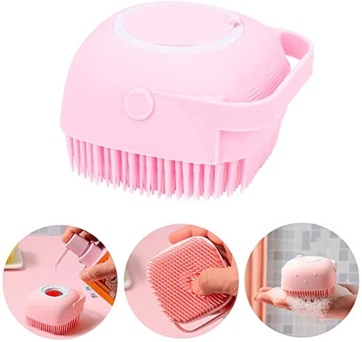 A soft, silicone massage bath brush designed for cats and dogs — helps gently remove loose fur, stimulate skin circulation, and make bath time soothing and effective.